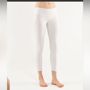 Lululemon Heathered Grey Cotton Crop Leggings Wunder Under Sz 6